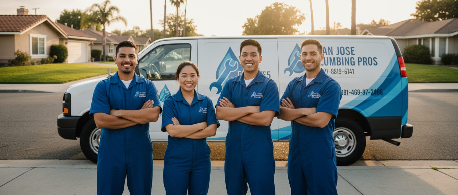 San Jose Pro Plumbing team standing in front of their service van